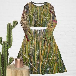 All-over print long sleeve midi dress
