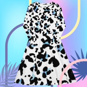 All-over print long sleeve midi dress