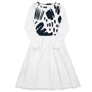 All-over print long sleeve midi dress